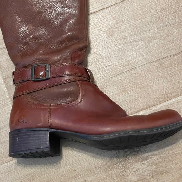 Born BOC Boots Riding Ankle Straps Zip up Brown Cognac Leather Tall 8/39 Comfy - Picture 9 of 11